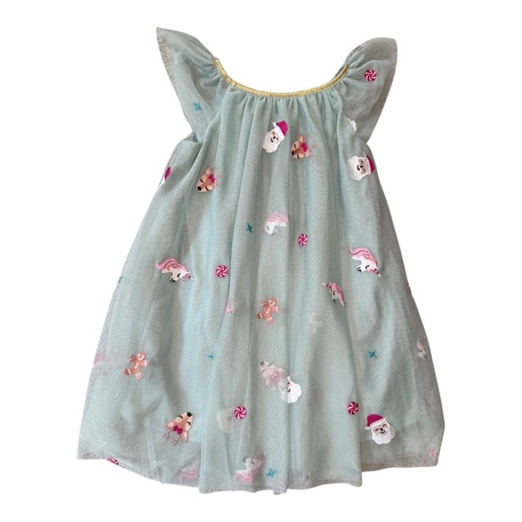 Zunie Girls Christmas Holiday Santa Unicorn Tulle Dress Nordstrom Size 6 - Picture 2 of 5